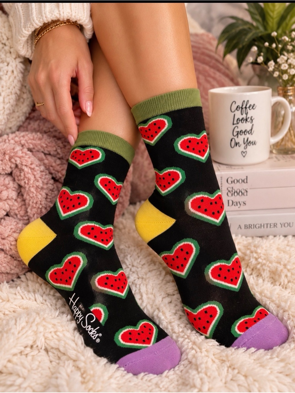 🍉❤️ Happy Socks Watermelon Heart Socks – New With Tags
